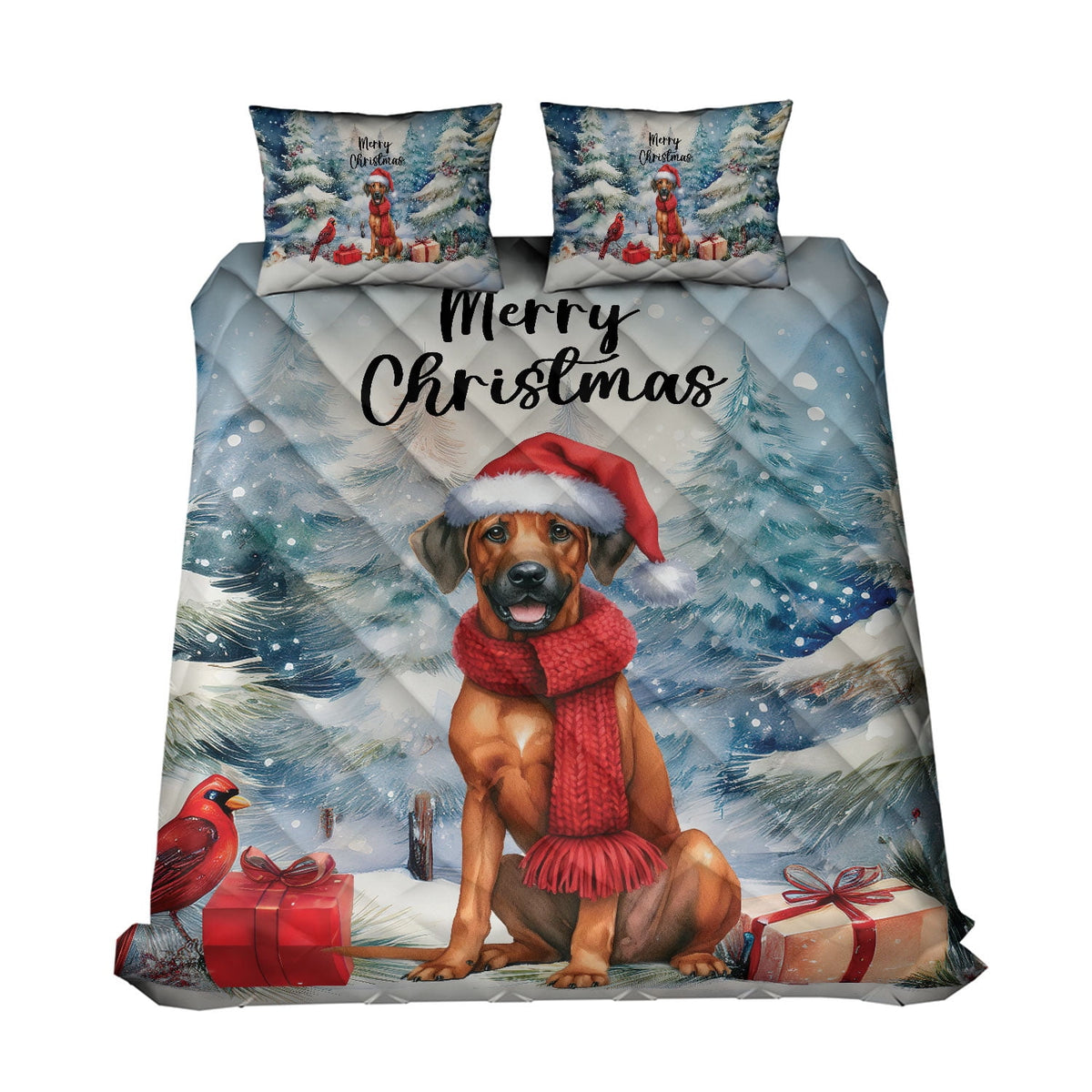 Merry Christmas French Bulldog Enjoys Woofmas Winter Xmas Holiday Quilt Bedding Set Dog Lover Gifts 1 Blanket Bed Cover 2 Pillowcases - 02022