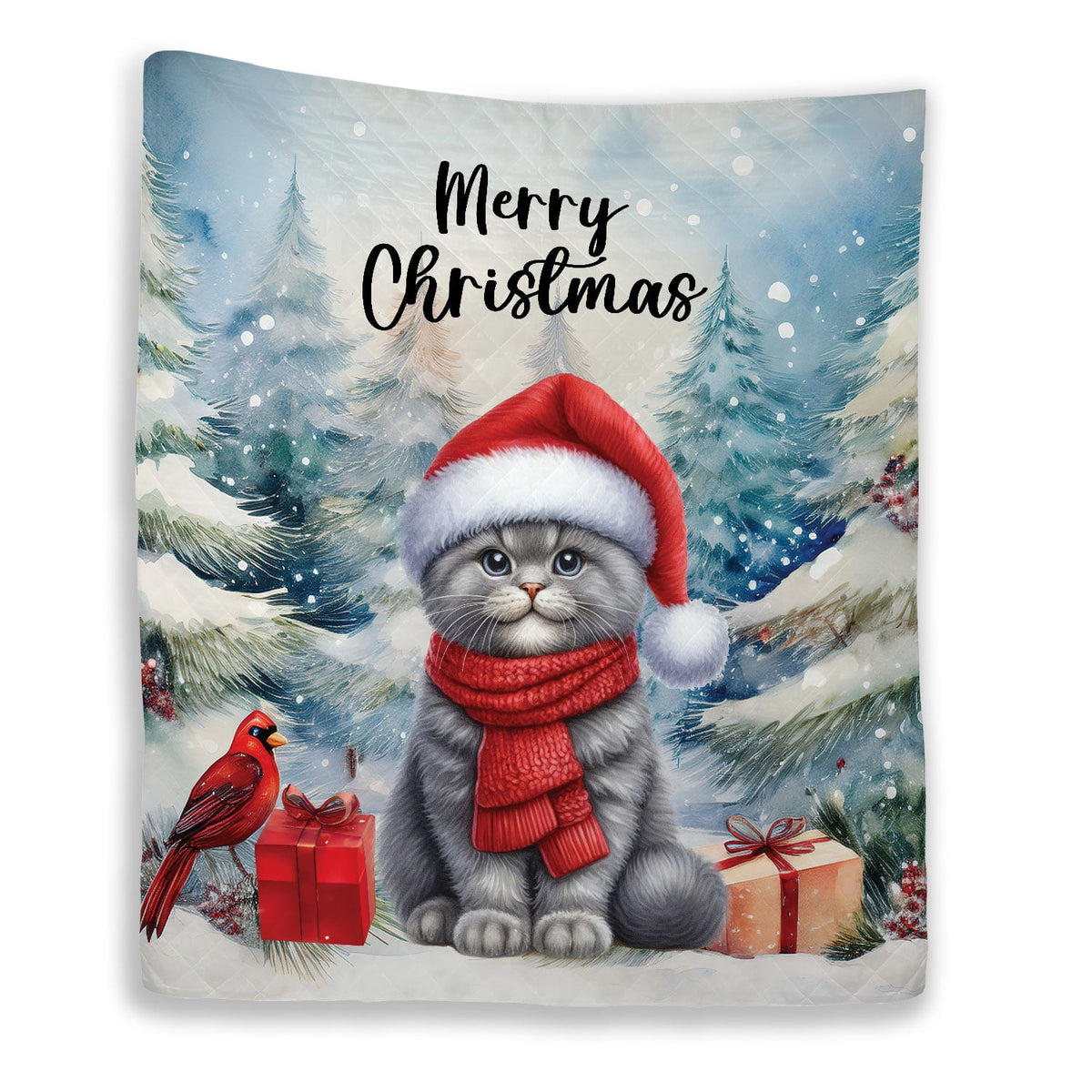 Merry Christmas Sphynx Enjoys Catmas Winter Xmas Holiday Quilt Bedding Set Cat Lover Kitten Owner Gifts Idea 1 Blanket Bed Cover 2 Pillowcases - 02022