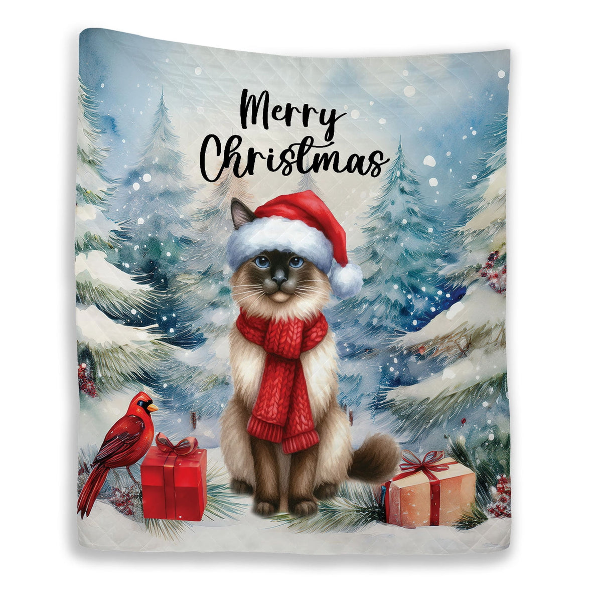 Merry Christmas Sphynx Enjoys Catmas Winter Xmas Holiday Quilt Bedding Set Cat Lover Kitten Owner Gifts Idea 1 Blanket Bed Cover 2 Pillowcases - 02022