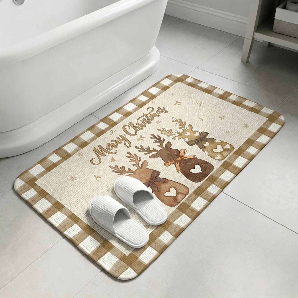 Christmas Snowflake Washable Area Rugs for Living Room Bedroom, Large Non Slip Indoor Floor Carpet Absorbent Low Pile Black Plaid Xmas Winter Rustic Door Mat Rugs for Bathroom Entryway 63"x78.7"