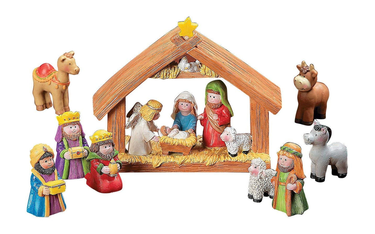Fun Express Nativity Set Decorative Multicolor Resin 9 Pieces
