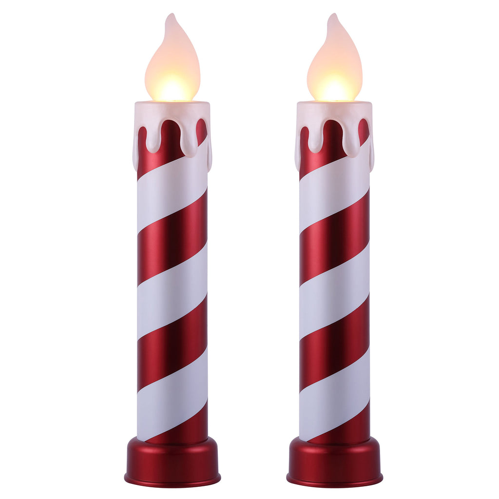 Mr. Christmas 36 in. Striped Metallic Blow Mold Candle - Red and White
