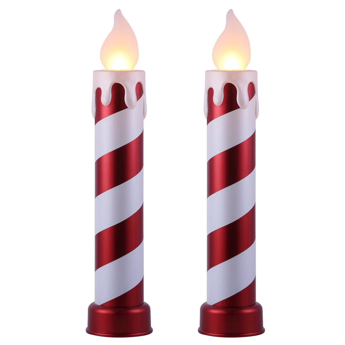 Mr. Christmas 36 in. Striped Metallic Blow Mold Candle - Red and White