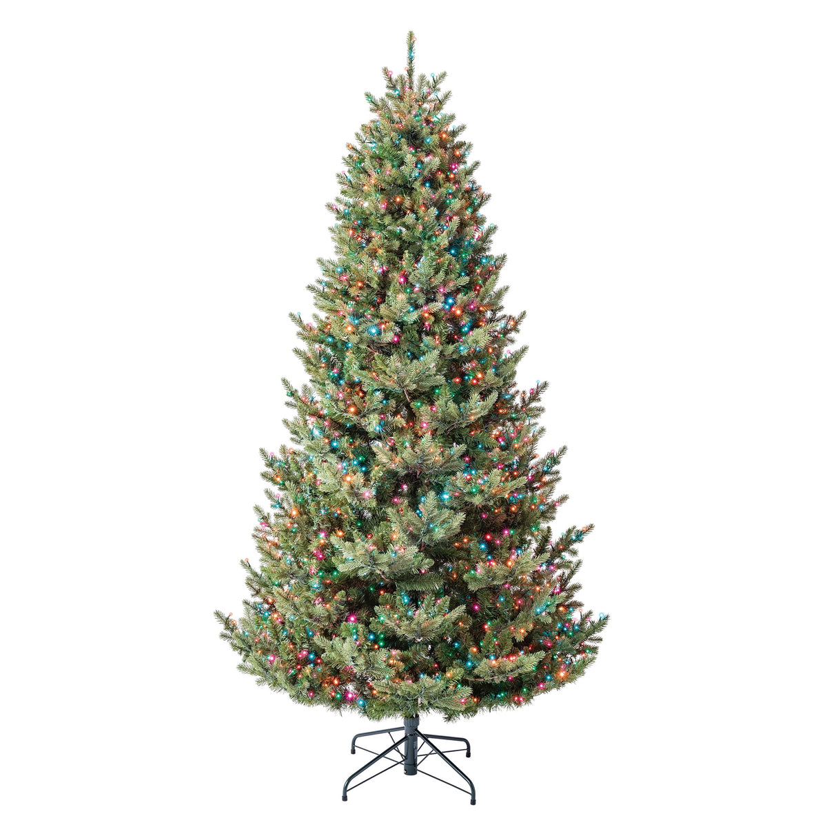 My Texas House 7.5' Pre-Lit Grand Spruce Green Artificial Christmas Tree with LumaDazzle Color-Changing Twinkle LED Lights, Quick Set, and Stand