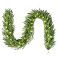 My Texas House Cypress Pre-Lit Warm White LED Artificial Christmas Garland, Green, 9'