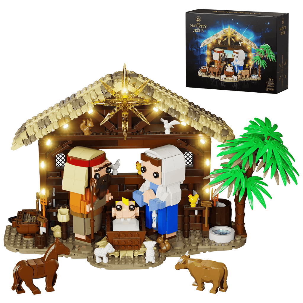 Jesus Building Block Set Nativity Scene Toys Decor for Home Office Tabletop Christian Easter Gifts
