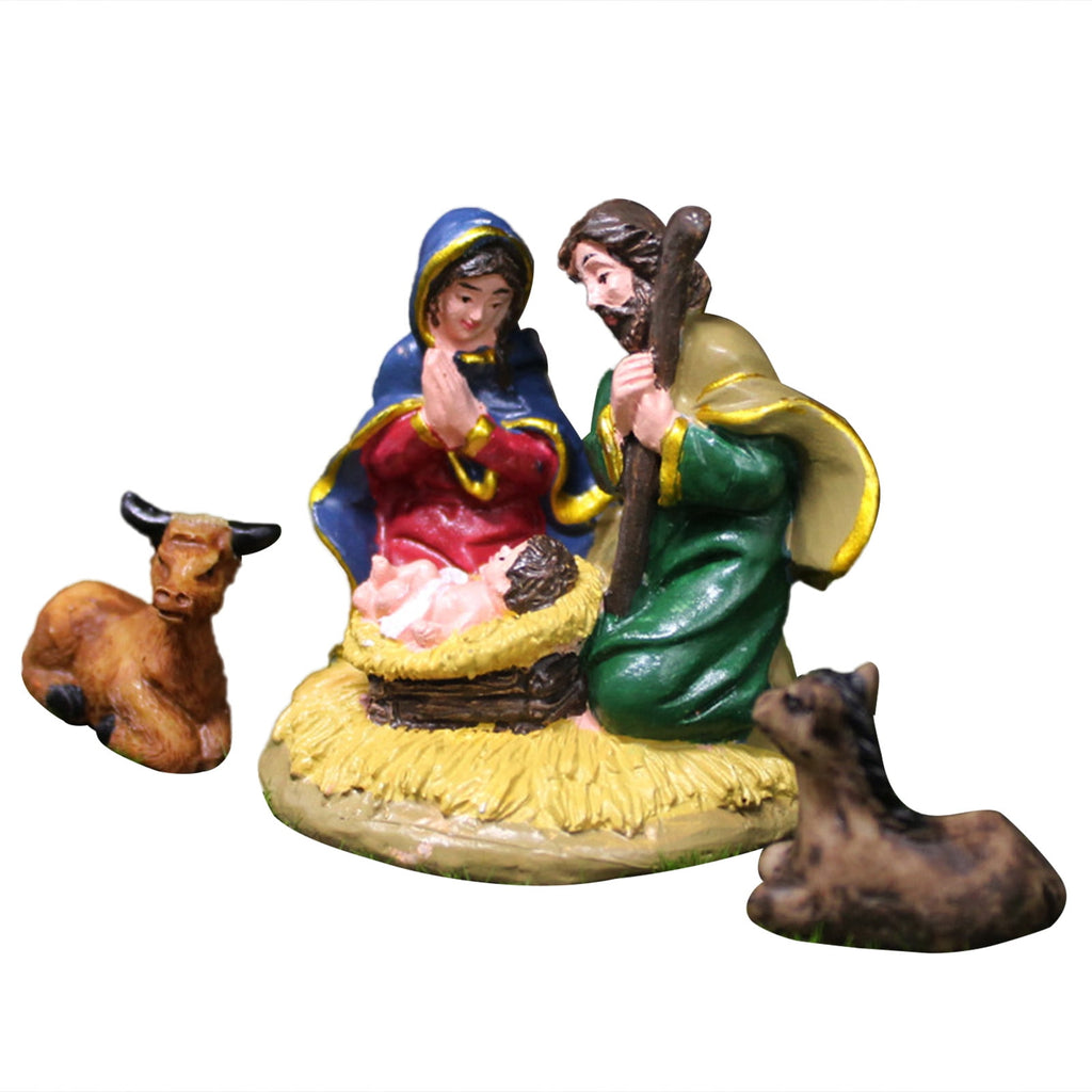 Nativity Statue Scene Set Holy Manger Christmas Crib Figurines Miniatures Ornament Church Gift Home Decorations
