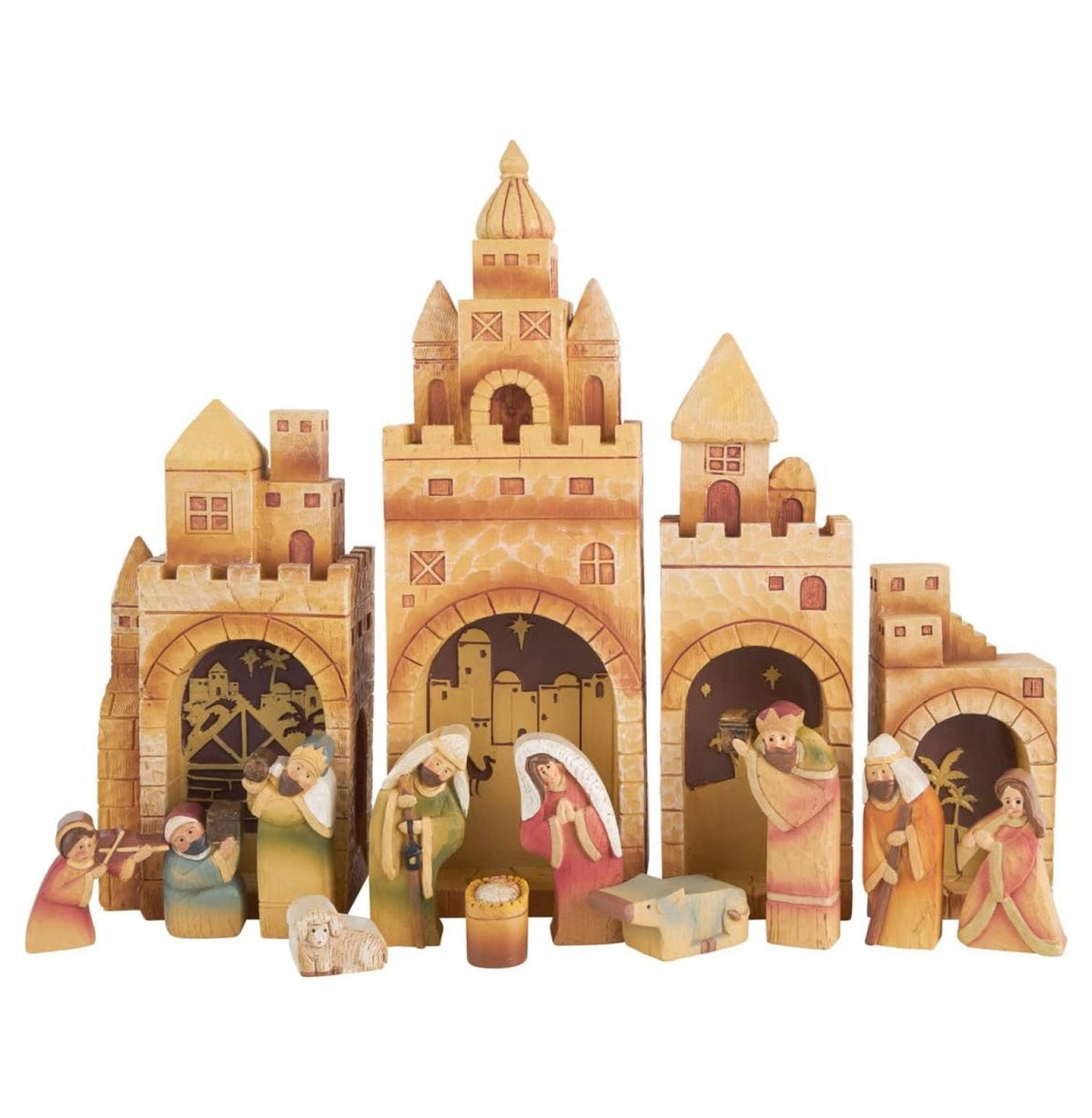 Nativity Village Set - Sets for Christmas Indoor - Manger Scene Decorations - Christmas Nativity - Holy Family Scene - (15 PC Set)
