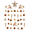 Nearly Natural Gold Plastic Holiday Christmas Lux Shatterproof Ornament Set, 40 Count