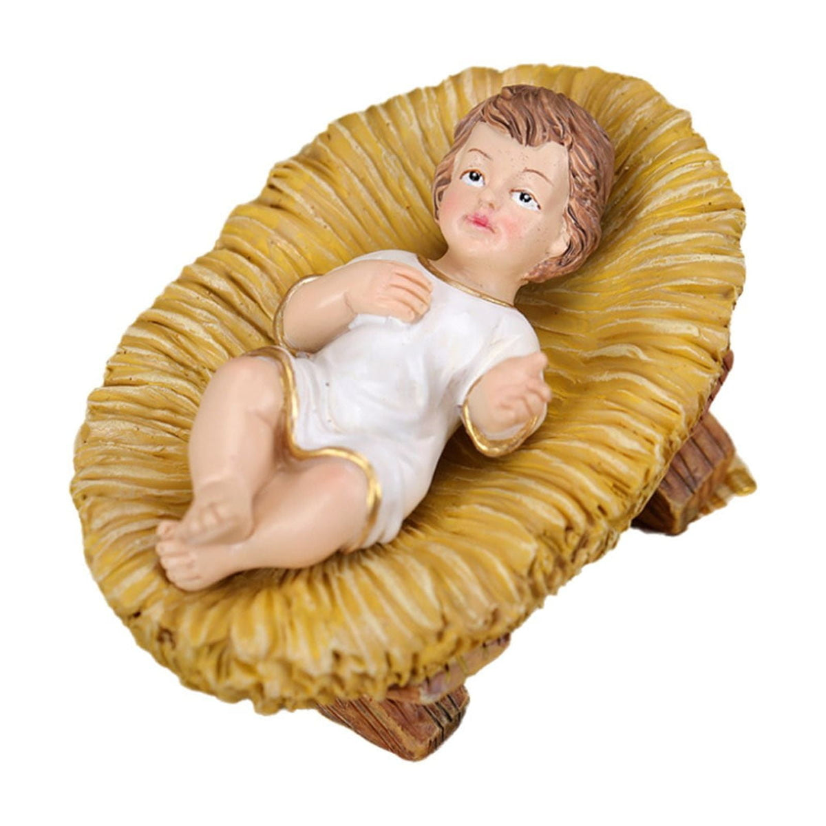 EWSFHUI Nativity Scene Ornament of Baby Jesus, Baby Jesus Christ in Manger Resin Figurines, Nativity Scene for Christmas Indoor -A
