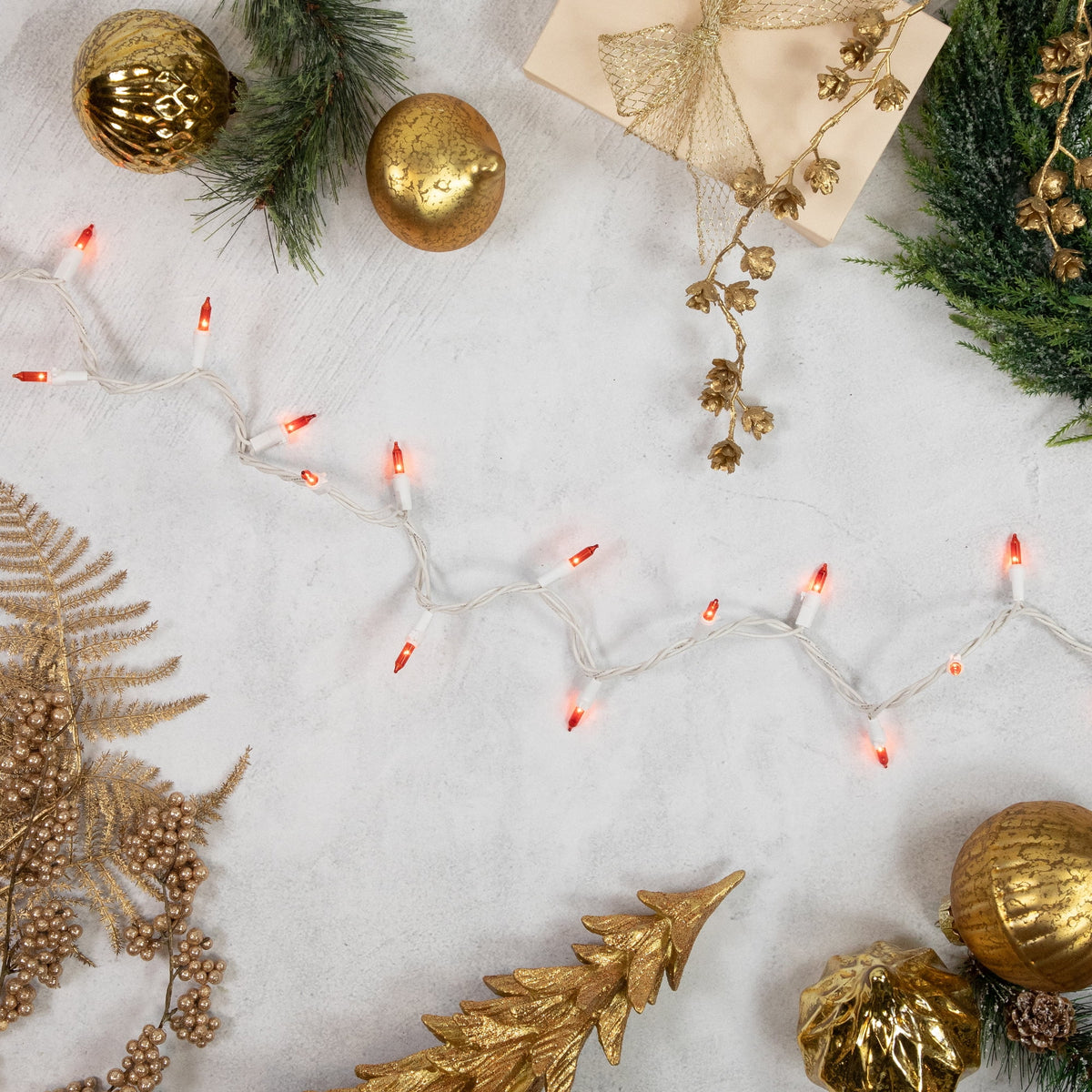 Northlight Mini Incandescent Christmas Lights - Orange - 20.25' White Wire - 100ct