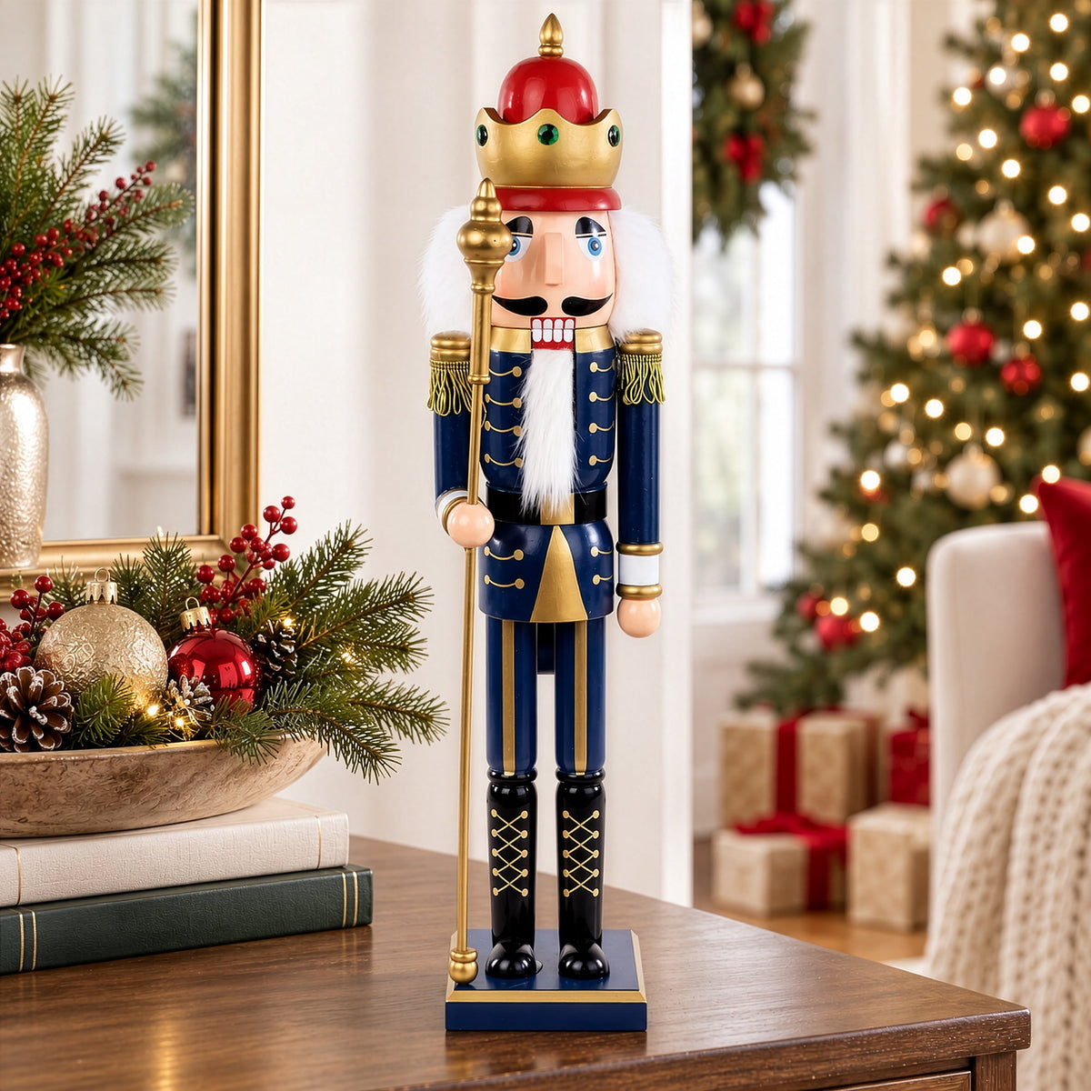 Northlight 24" Blue and Gold Christmas Nutcracker King with Scepter
