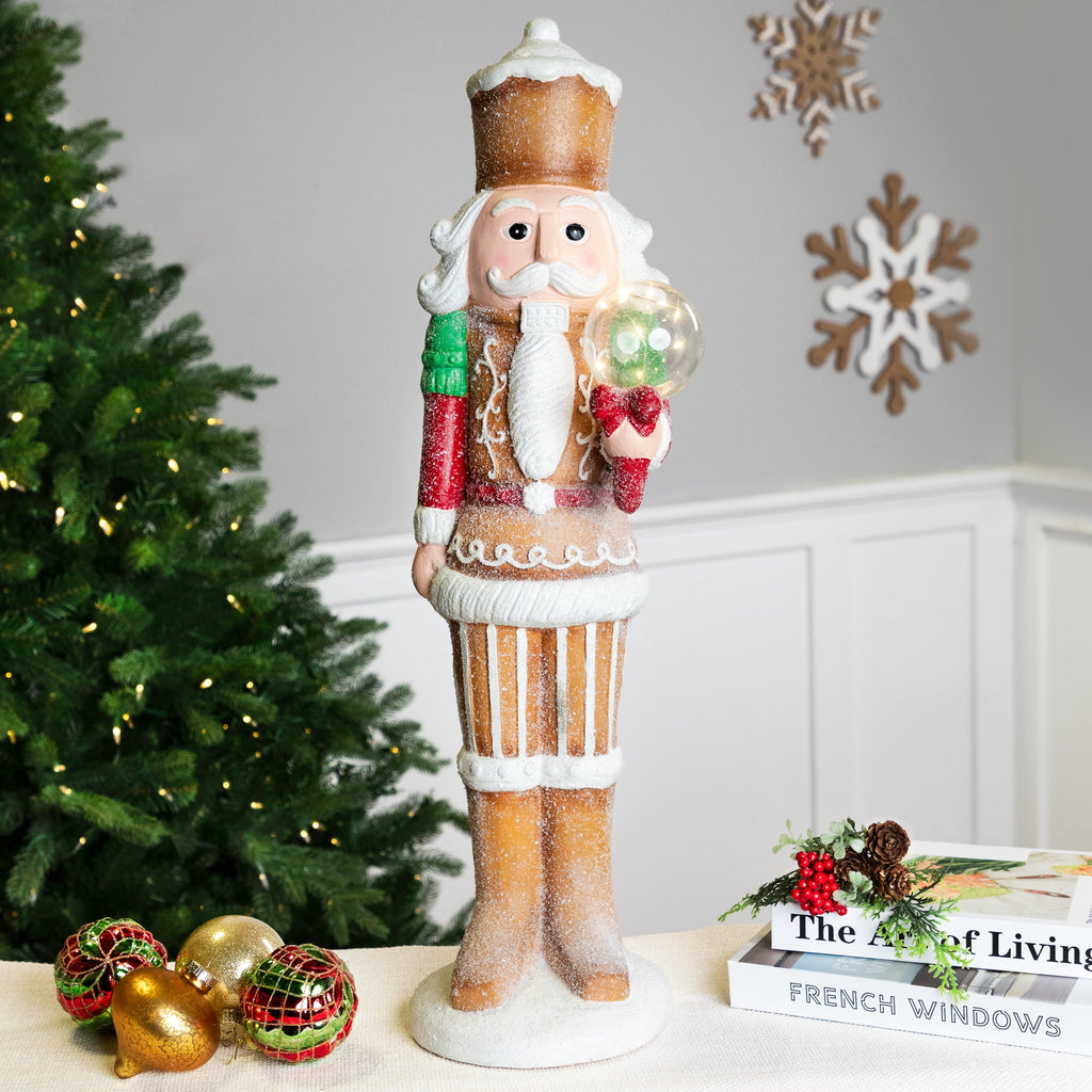 Northlight LED Lighted Christmas Gingerbread Nutcracker - 27" - Brown and White