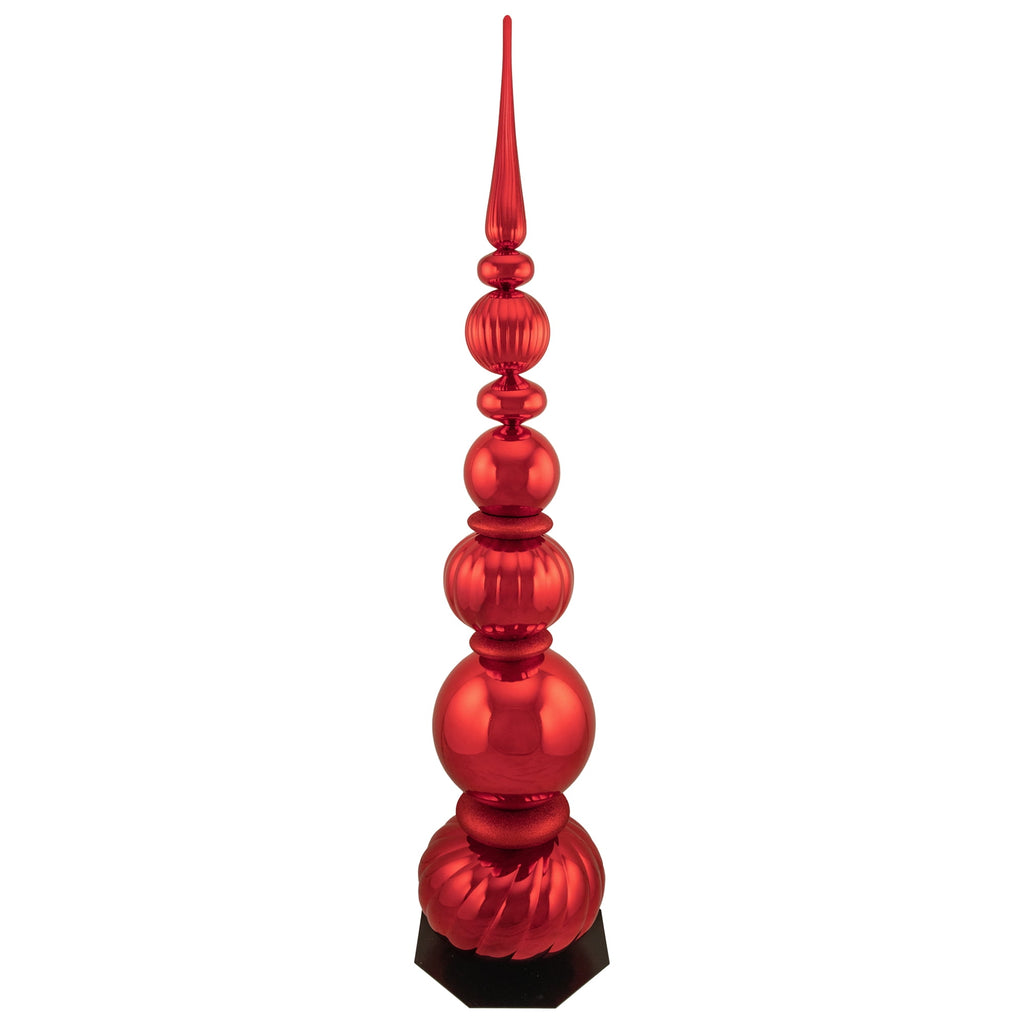 Northlight Shiny Ball Finial Tower Commercial Christmas Decoration - 4.5' - Red