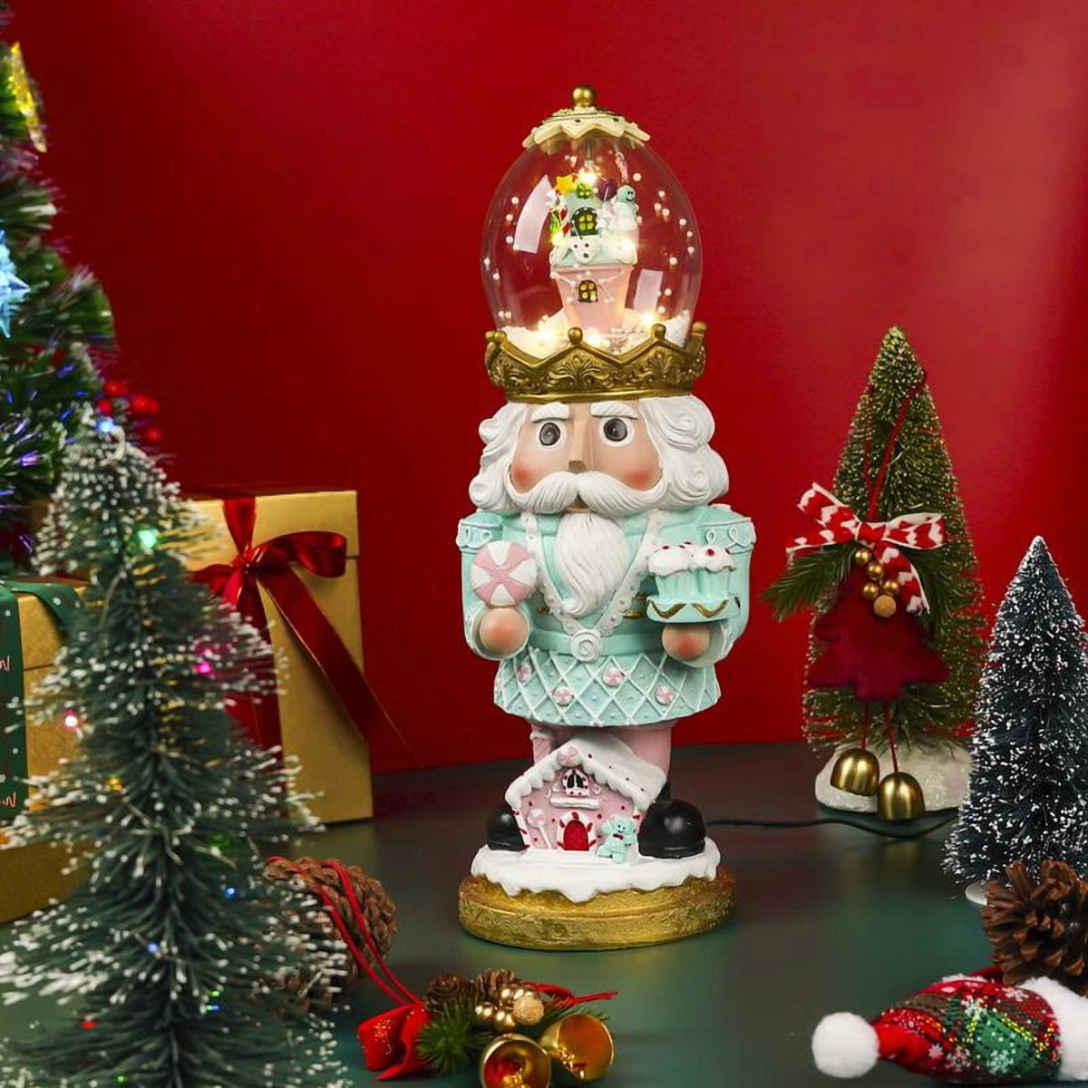 Nutcracker Christmas Snow Globe - Cute and Vibrant Christmas Figure for Home Decoration Gingerbread Nutcracker Christmas Tabletop Decor