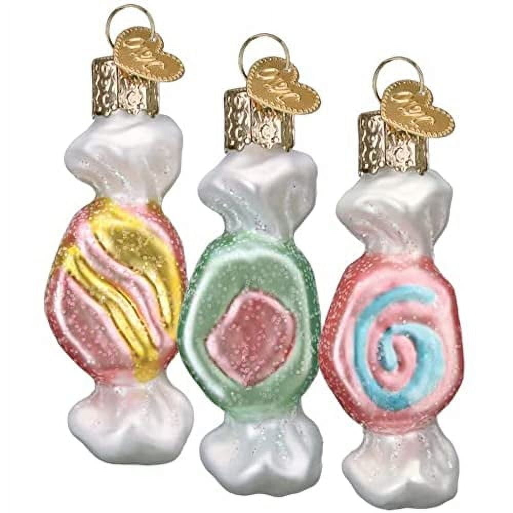 Old World Christmas Salt Water Taffy Set (3PC) Glass Blown Ornaments for Christmas Tree
