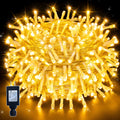 Ollny 66ft 200 LED Christmas String Lights , 8 Lighting Modes 3 Timing Waterproof Indoor Outdoor Xmas Decorative Lights, Warm-white