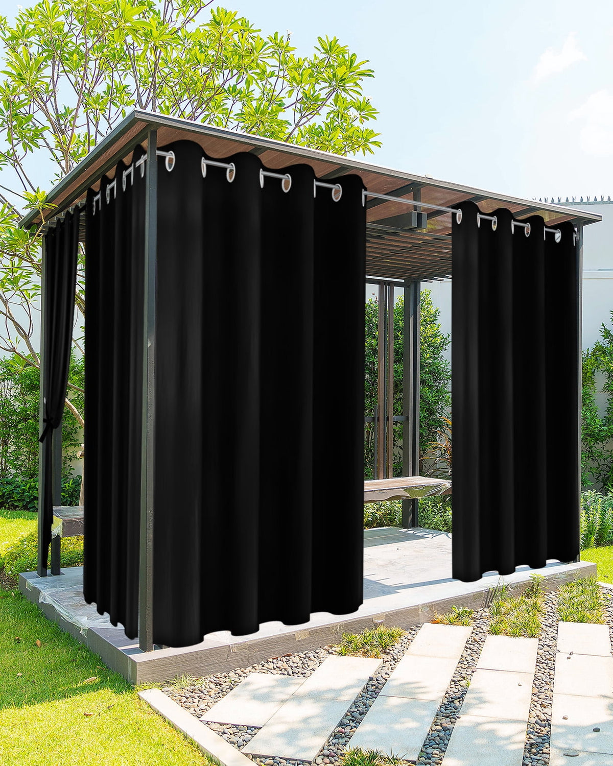 Outdoor Curtains for Patio, Turquoise Waterproof Blackout Outside Curtain for Porch/Pergola/Gazebo, Modern Pure Turquoise Thermal Insulated Drapes for Cabana, 2 Panels, 54 x 95 Inch