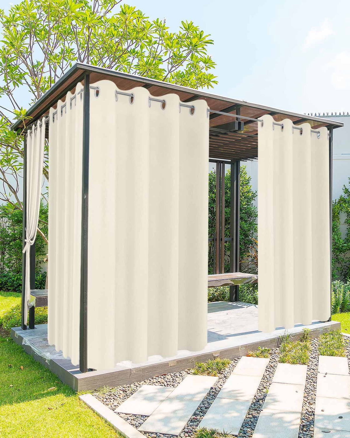 Outdoor Curtains for Patio, Turquoise Waterproof Blackout Outside Curtain for Porch/Pergola/Gazebo, Modern Pure Turquoise Thermal Insulated Drapes for Cabana, 2 Panels, 54 x 95 Inch