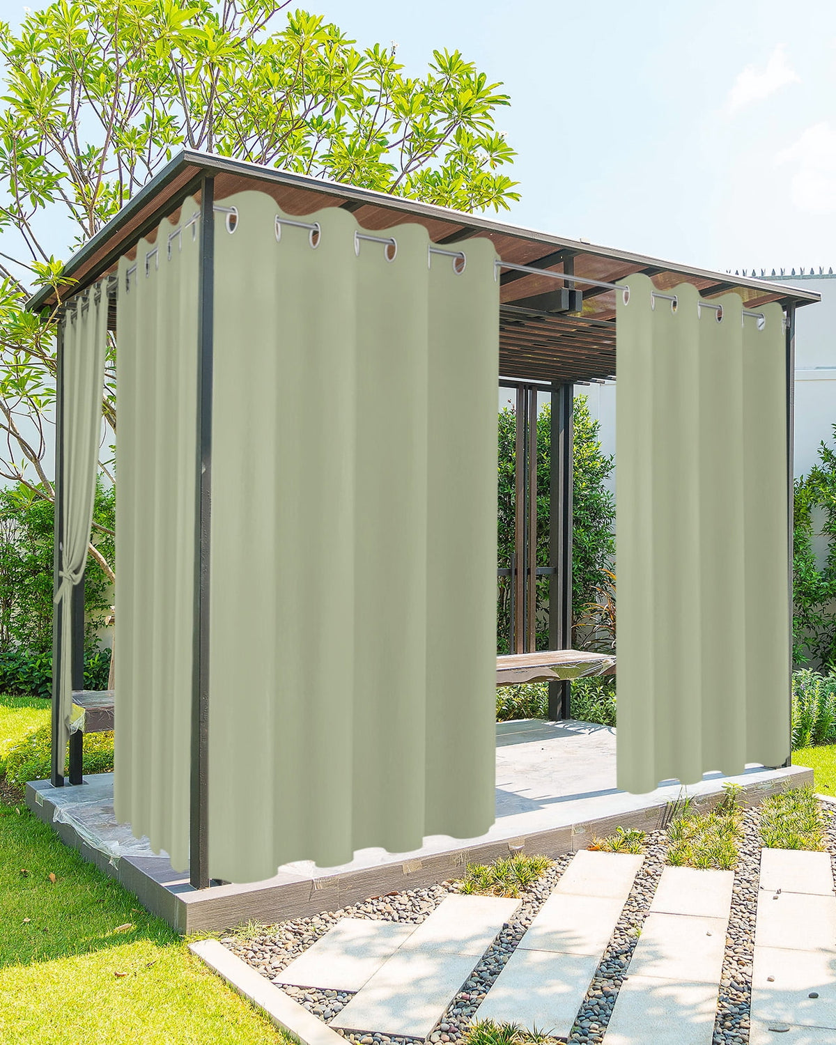 Outdoor Curtains for Patio, Turquoise Waterproof Blackout Outside Curtain for Porch/Pergola/Gazebo, Modern Pure Turquoise Thermal Insulated Drapes for Cabana, 2 Panels, 54 x 95 Inch