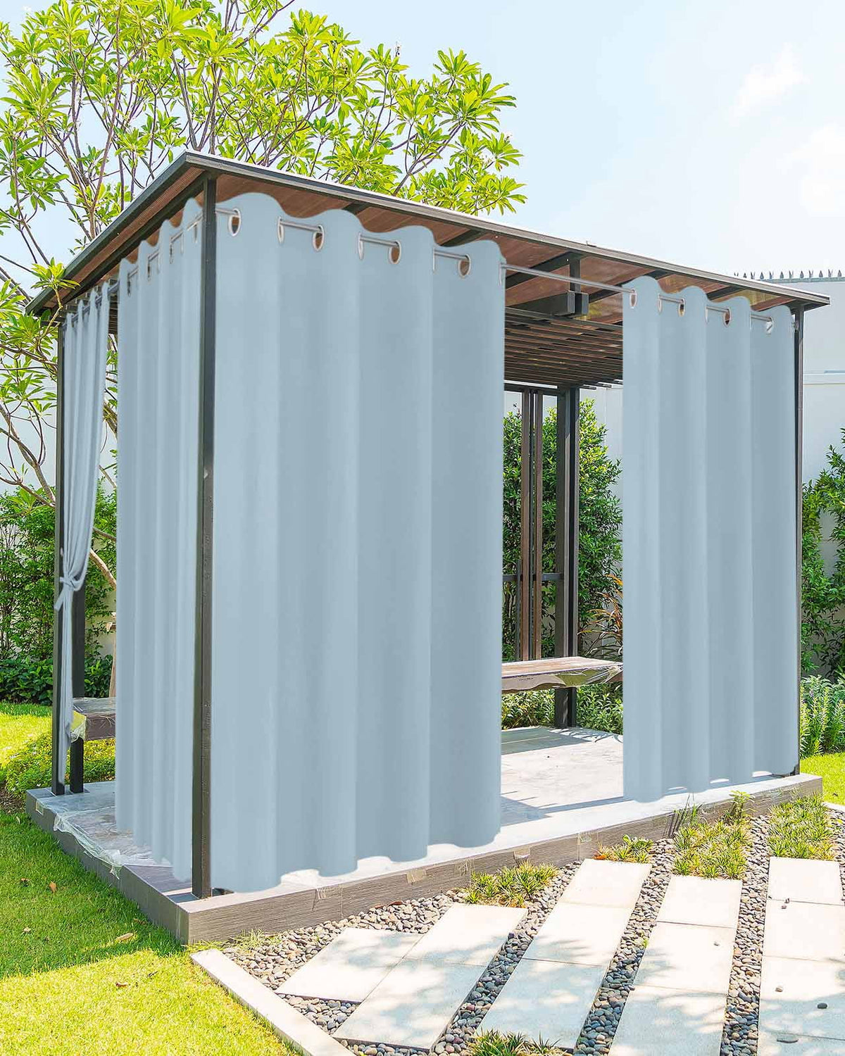 Outdoor Curtains for Patio, Turquoise Waterproof Blackout Outside Curtain for Porch/Pergola/Gazebo, Modern Pure Turquoise Thermal Insulated Drapes for Cabana, 2 Panels, 54 x 95 Inch