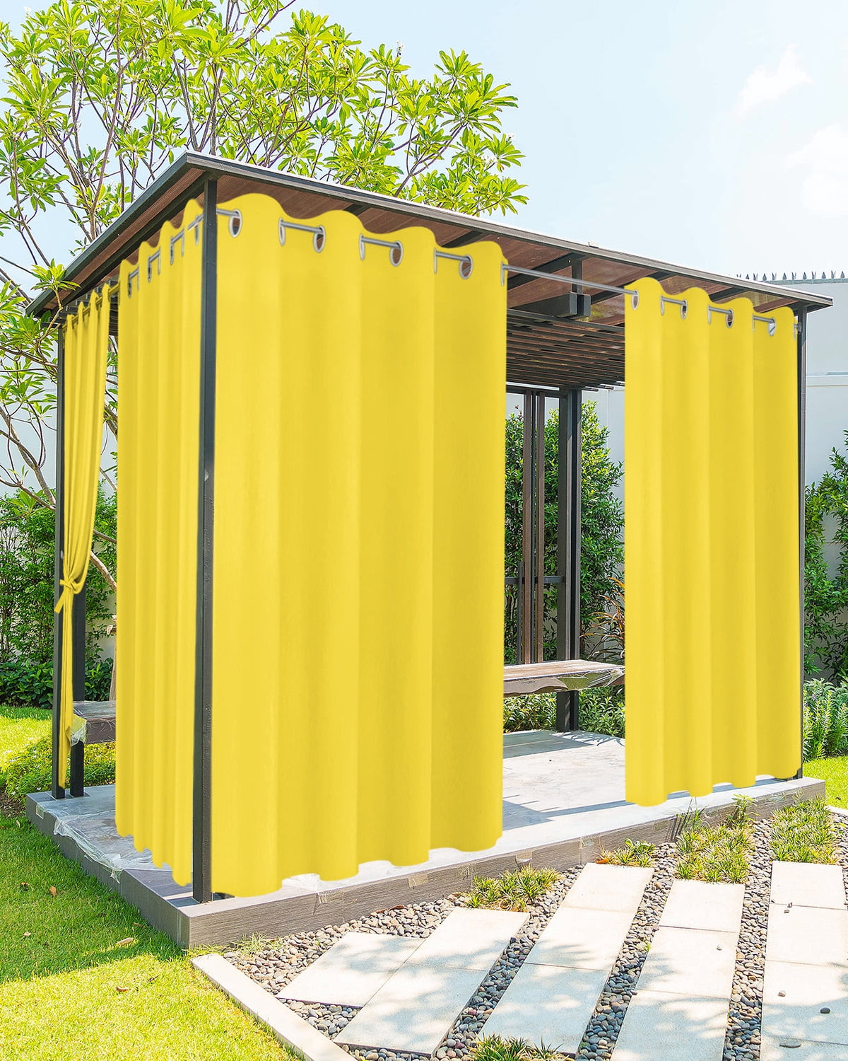 Outdoor Curtains for Patio, Turquoise Waterproof Blackout Outside Curtain for Porch/Pergola/Gazebo, Modern Pure Turquoise Thermal Insulated Drapes for Cabana, 2 Panels, 54 x 95 Inch