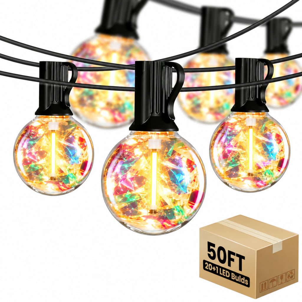 PHOPOLLO Outdoor String Lights 50ft G40, 20+1 LED Bulbs E12 Shatterproof, Waterproof Hanging Globe Lights for Patio, Garden, Christmas