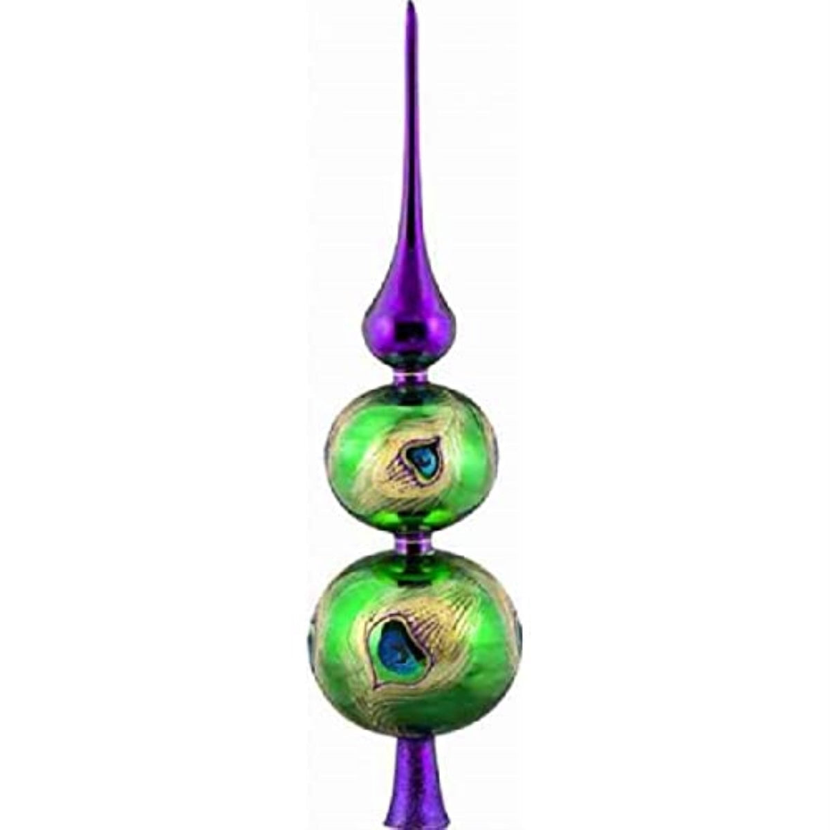 Peacock Finial Polish Glass Christmas Tree Topper