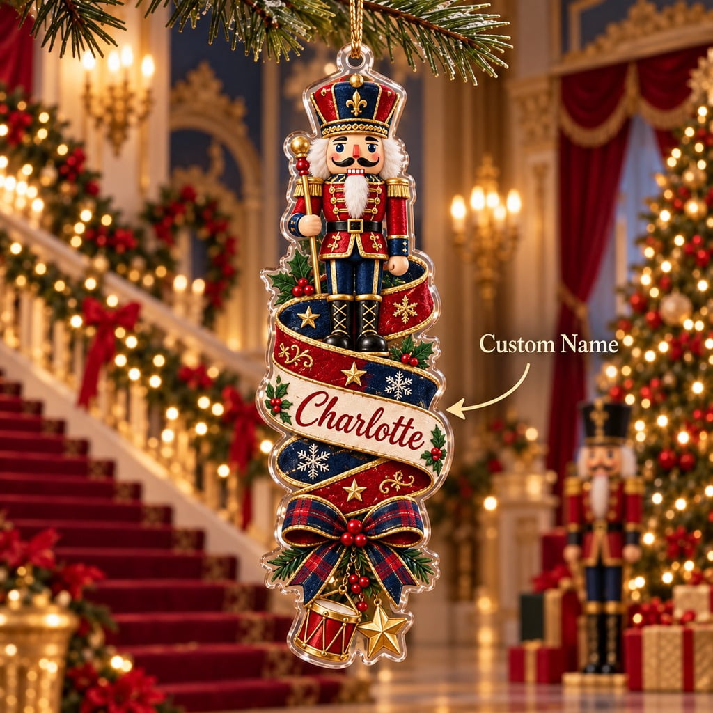 Personalized Christmas Ornament Nutcracker Royal Ribbon Gift