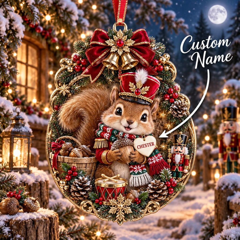 Personalized Christmas Ornament Squirrel Nutcracker Tree Decor