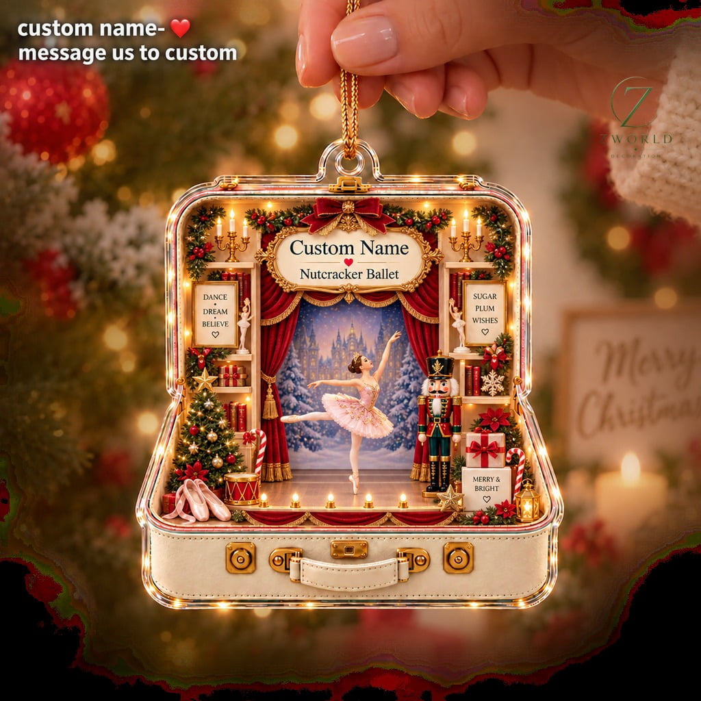 Personalized Nutcracker Ballet Acrylic Christmas Ornament for Dance Recital Gift