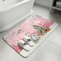 Pink Gnomes Christmas Washable Area Rugs for Living Room Bedroom, Large Non Slip Indoor Floor Carpet Absorbent Xmas Tree Gifts Winter Snowflake Birds Door Mat Rugs for Bathroom Entryway 47.2"x63"