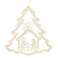 Pinnacle Peak Trading Nativity Scene Inside Christmas Tree White Lace Hanging Ornament Set of 6