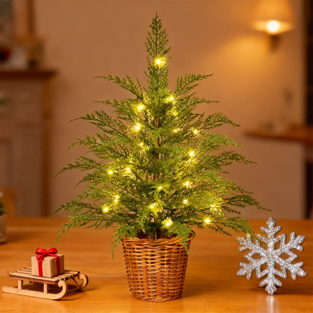 Pre-Lit Artificial Christmas Tree with 100 Warm White LED Lights, Realistic Hinged Green Christmas Tree with Foldable Metal Stand, Easy Setup Indoor Christmas Decor for Home, Office & Holiday Party