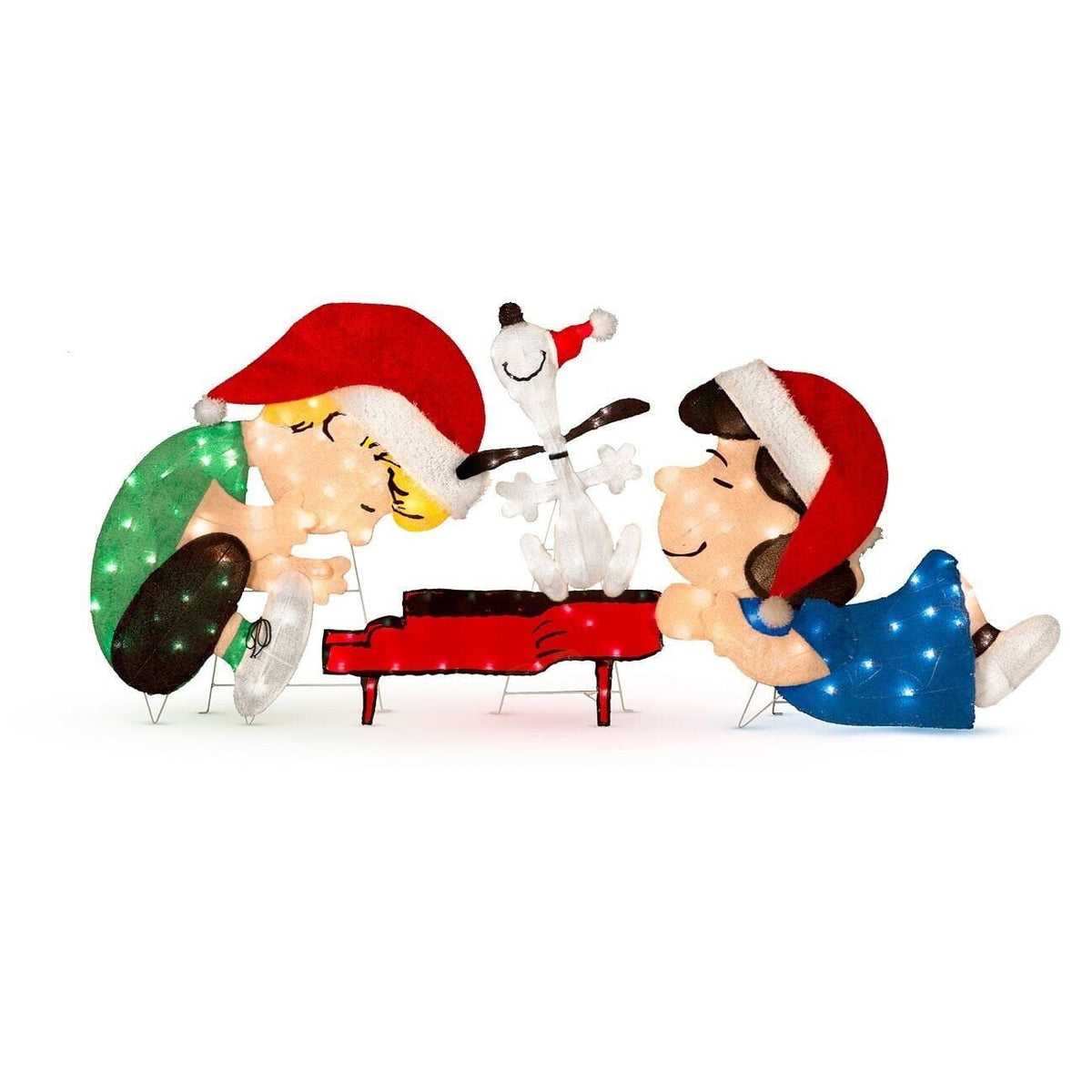ProductWorks Modern Lighted Schroeder Snoopy and Leaning Lucy Peanuts Action Figures