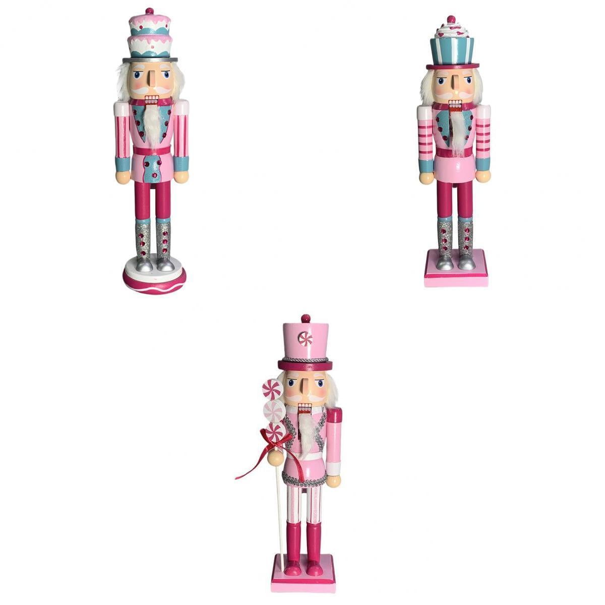 QSTDGVPW 3pcs 14" Nutcracker Solider Figures Puppet Doll Home Christmas Doll Ornament