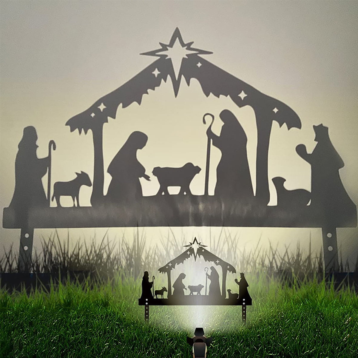 Isvgxsz Nativity Sets for Christmas Indoor Decor Black Metal Nativity Scene with Base People Nativity Set Decorations for Christmas Xmas Home Table Shelf (Classic)
