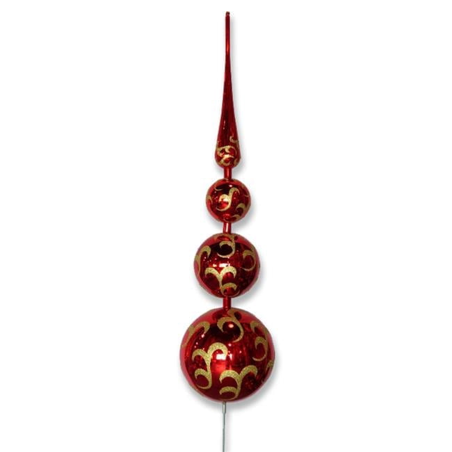 Queens of Christmas TOPPER-46-RE 46 in. Glitter Accents Tree Topper, Red