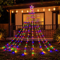 Qunler Outdoor Christmas Decoration Lights, 8 Modes & 350 LED Christmas Waterfall Fairy Tree String Lights Indoor Outdoor Holiday Lighting Decorations, Multicolor, Plug-in