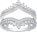 Rag Jewels 14K White Gold Plated 2.30 Ct Round Cut White Diamond Engagement Crown Double Enhancer for Engagement Christmas Thanksgiving Enhancer Guard Wrap Ring 925 Sterling Silver For Women's -4.5