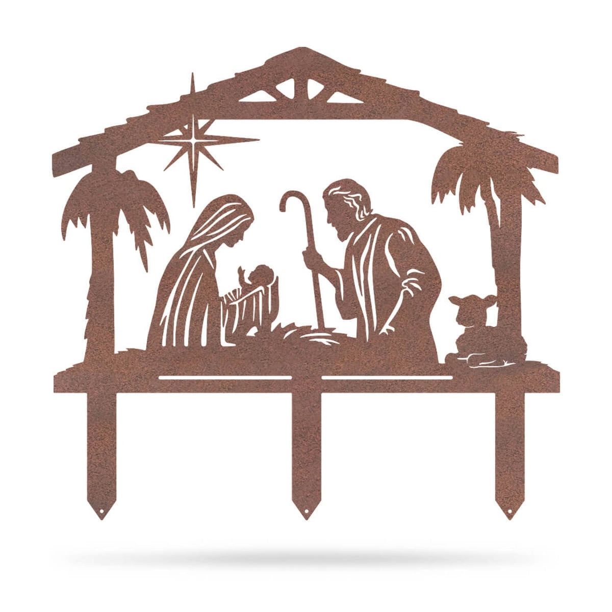 RealSteel: Nativity Scene Garden Art - Metal Christmas Yard Décor for Outdoor Display (B-24x22)