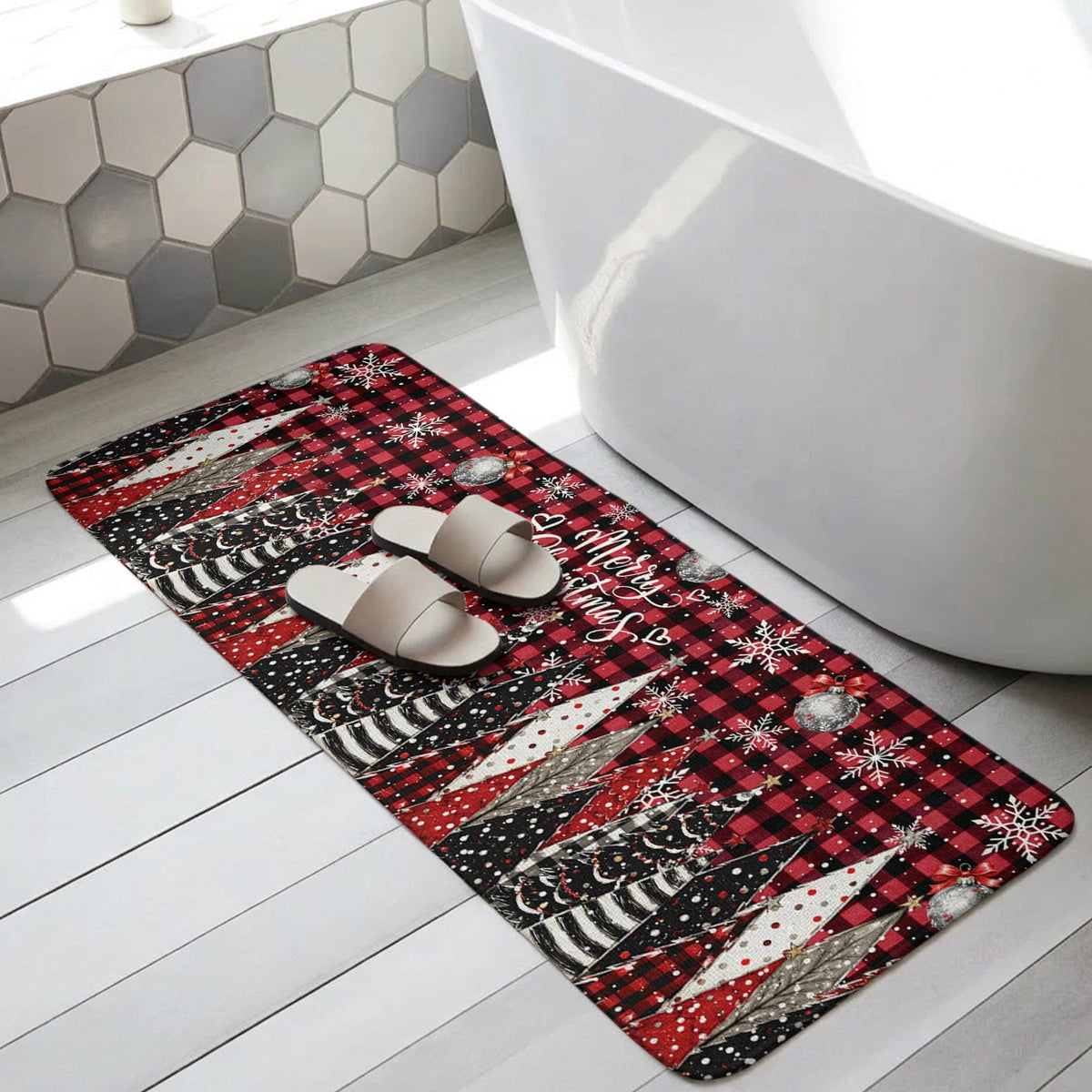 Red Truck Christmas Washable Area Rugs for Living Room Bedroom, Large Non Slip Indoor Floor Carpet Absorbent Xmas Tree Gnomes Navy Blue Snowflake Door Mat Rugs for Bathroom Entryway 63"x90.6"