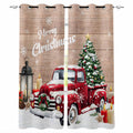 Red Truck Christmas Blackout Curtains 63 Inches Long for Bedroom,Xmas Tree Snowflake Gifts Winter Wooden Thermal Insulated Room Darkening Black Out Window Curtain Panels Grommet Living Room Drapes