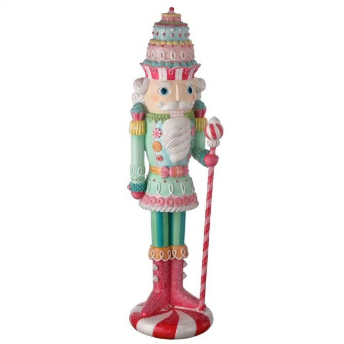 Regency International Resin Pastel Peppermint Nutcracker, 22 Inches, Figurine, Christmas, Tabletop Decor