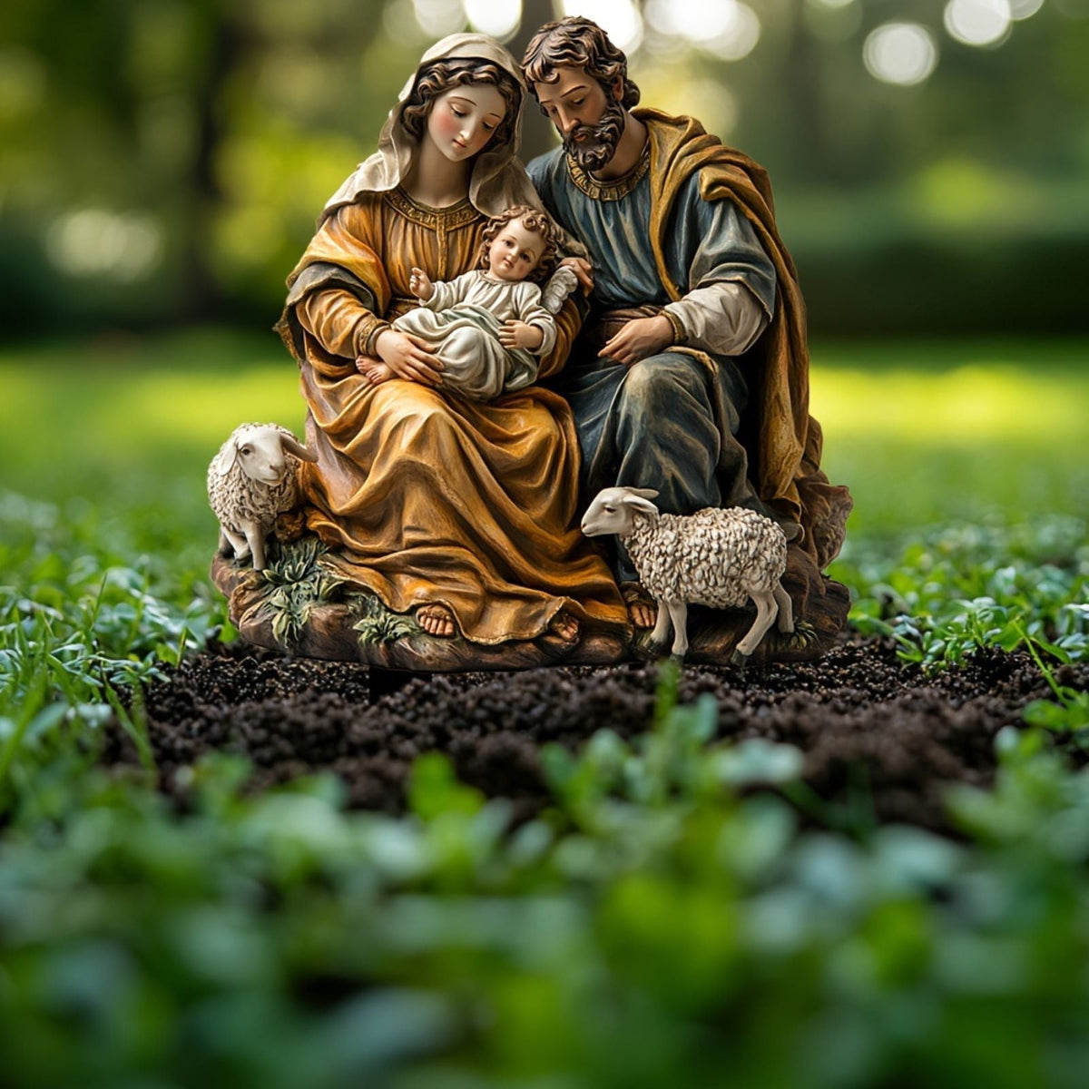 Religious Nativity Scene Set with LED Lights - Handcrafted Biblical Christmas Decor for Home & Garden, Durable Acrylic Indoor Outdoor Holiday Display
