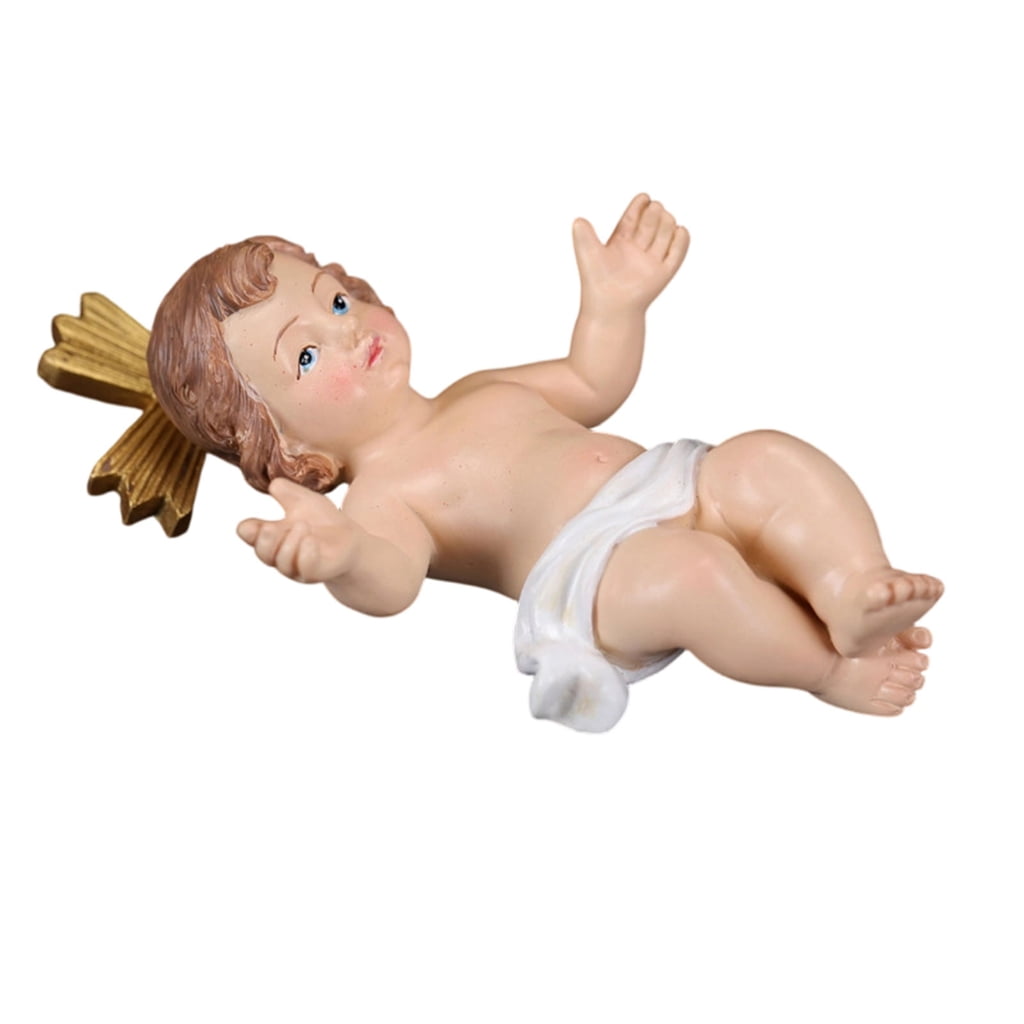 Resin Baby Jesuses Christ in Manger Figurines Small Nativity Statue Ornament
