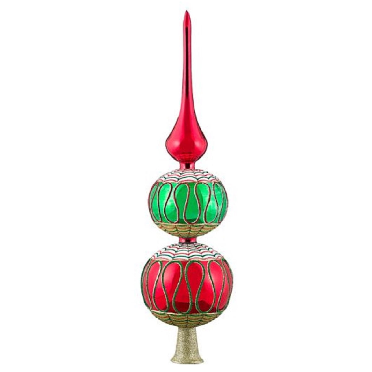 Ribbon Candy Finial Polish Glass Christmas Tree Topper 16 Inch