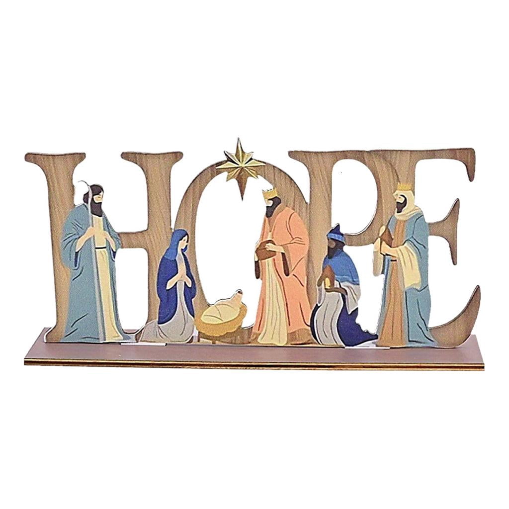 Rvaymup Artistic Nativity Figurine Collection Durability Wood Nativity Scene Display