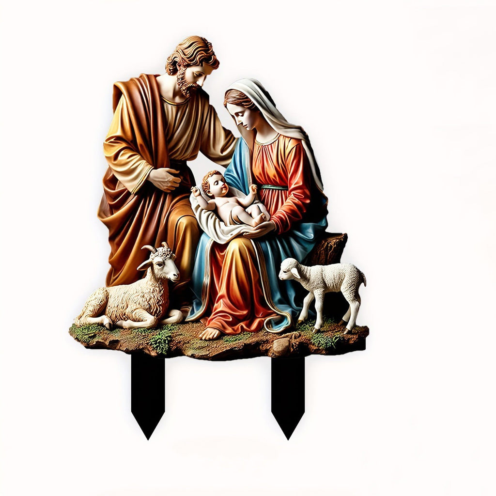 SLYNSHome Christmas Outdoor Nativity Stakes Decoration,Nativity Scene Statue Ground Insert 2024New Nativity Scene Birth Door Frame Xmas Decoration for Table,Bedrooms,Shops,Car or as Gifts