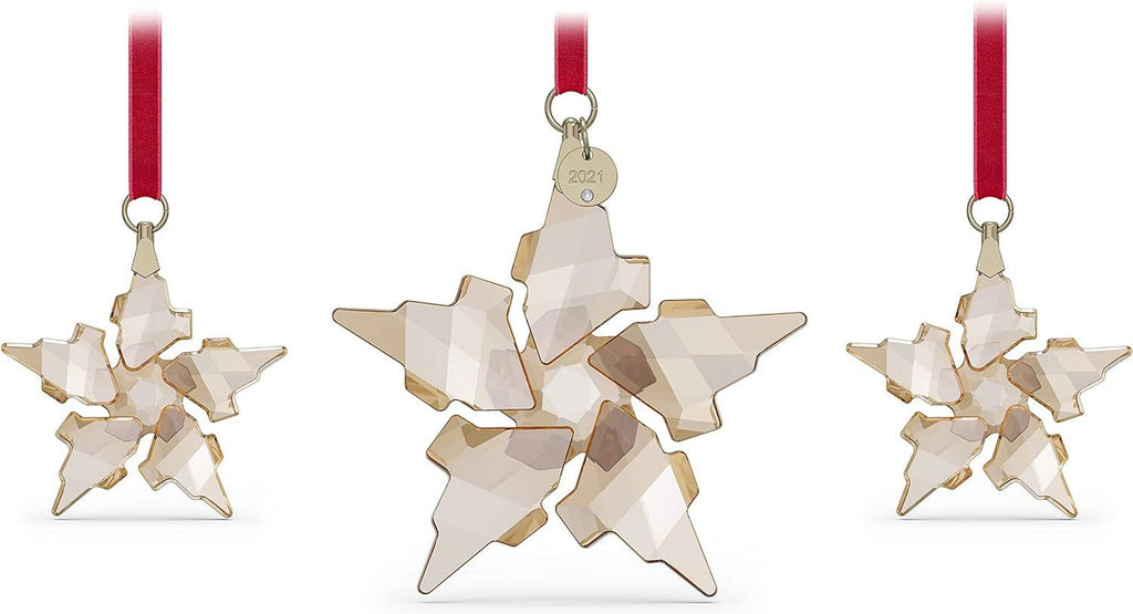 SWAROVSKI Christmas Ornament, 2021 Annual Edition, Festive, Set of 3, Champagne Crystal